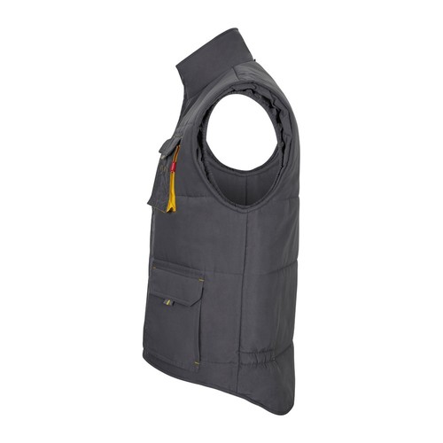 gris/amarillo VL NERGAL. Chaleco acolchado, bicolor, multibolsillos (120g/m²), en poliéster (100%)