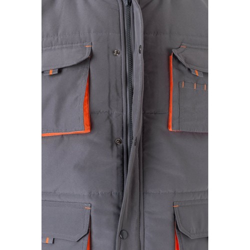 gris/naranja VL NERGAL. Chaleco acolchado, bicolor, multibolsillos (120g/m²), en poliéster (100%)