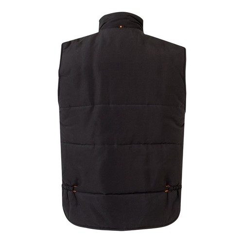 negro/naranja VL NERGAL. Chaleco acolchado, bicolor, multibolsillos (120g/m²), en poliéster (100%)