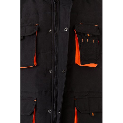 negro/naranja VL NERGAL. Chaleco acolchado, bicolor, multibolsillos (120g/m²), en poliéster (100%)