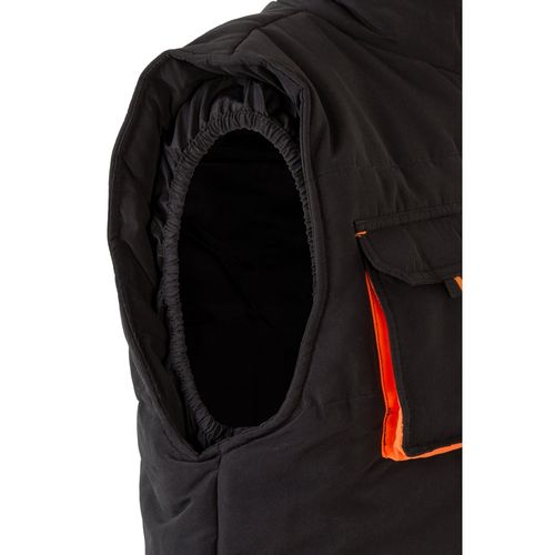 negro/naranja VL NERGAL. Chaleco acolchado, bicolor, multibolsillos (120g/m²), en poliéster (100%)