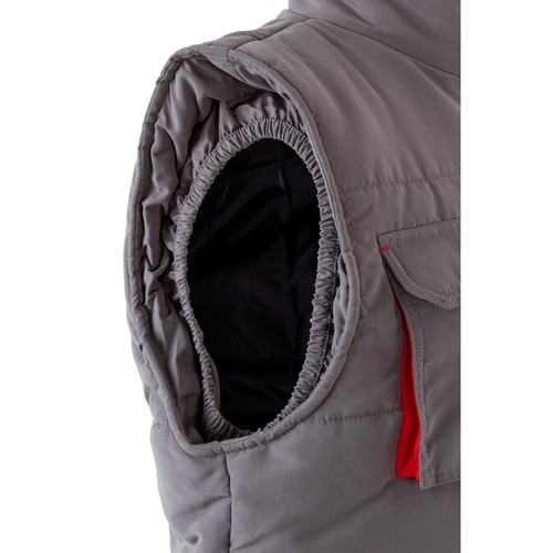 gris/rojo VL NERGAL. Chaleco acolchado, bicolor, multibolsillos (120g/m²), en poliéster (100%)