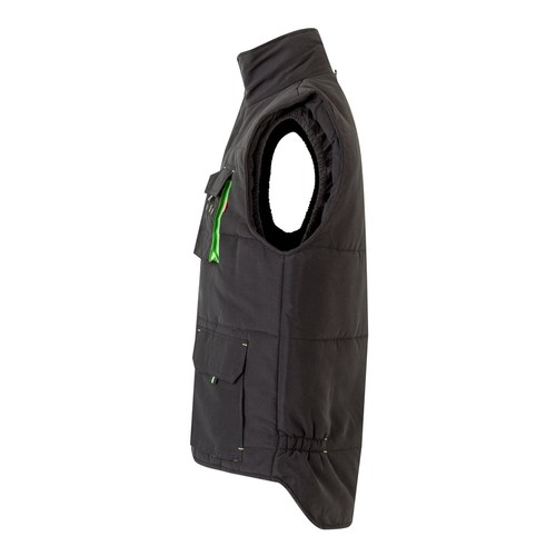 negro/verde VL NERGAL. Chaleco acolchado, bicolor, multibolsillos (120g/m²), en poliéster (100%)
