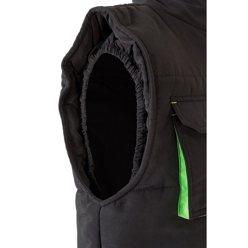 negro/verde VL NERGAL. Chaleco acolchado, bicolor, multibolsillos (120g/m²), en poliéster (100%)