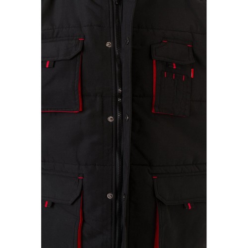 negro/rojo VL NERGAL. Chaleco acolchado, bicolor, multibolsillos (120g/m²), en poliéster (100%)