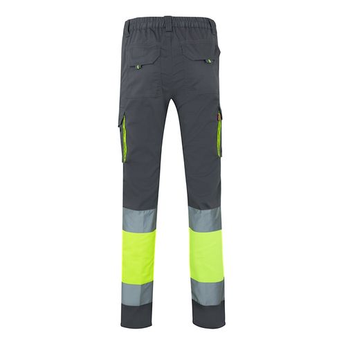 gris/amarillo VL ZEUS. Pantalón elástico multibolsillos bicolor (240 g/m²), en algodón (46 %), EME (38 %) y poliéster (16 %)