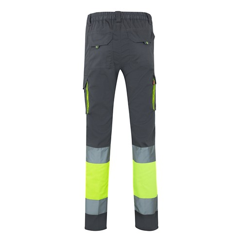 gris/amarillo VL ZEUS. Pantalón elástico multibolsillos bicolor (240 g/m²), en algodón (46 %), EME (38 %) y poliéster (16 %)