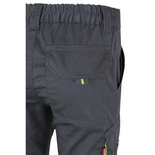 VL ZEUS. Pantalón elástico multibolsillos bicolor (240 g/m²), en algodón (46 %), EME (38 %) y poliéster (16 %)