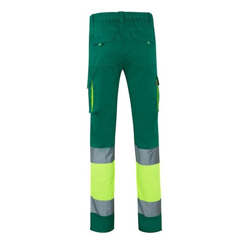 verde/amarillo VL ZEUS. Pantalón elástico multibolsillos bicolor (240 g/m²), en algodón (46 %), EME (38 %) y poliéster (16 %)
