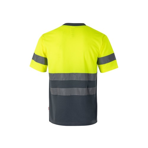 gris/amarillo VL BRAHMA. Camiseta técnica bicolor ojo de pájaro (140g/m²), en poliéster (100%)