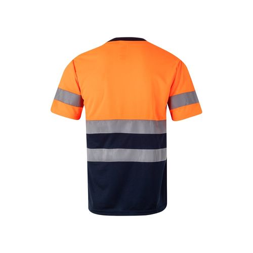 azul marino/naranja VL BRAHMA LARGE. Camiseta técnica bicolor ojo de pájaro (140g/m²), en poliéster (100%)