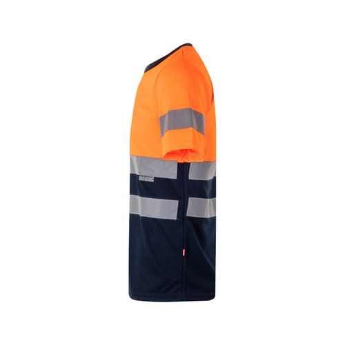 azul marino/naranja VL BRAHMA LARGE. Camiseta técnica bicolor ojo de pájaro (140g/m²), en poliéster (100%)