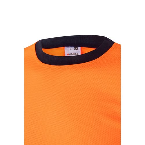 azul marino/naranja VL BRAHMA LARGE. Camiseta técnica bicolor ojo de pájaro (140g/m²), en poliéster (100%)