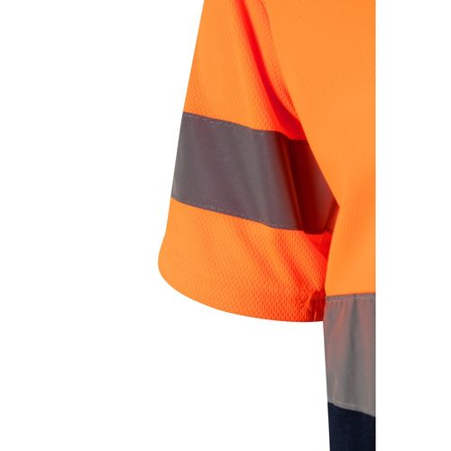 azul marino/naranja VL BRAHMA LARGE. Camiseta técnica bicolor ojo de pájaro (140g/m²), en poliéster (100%)