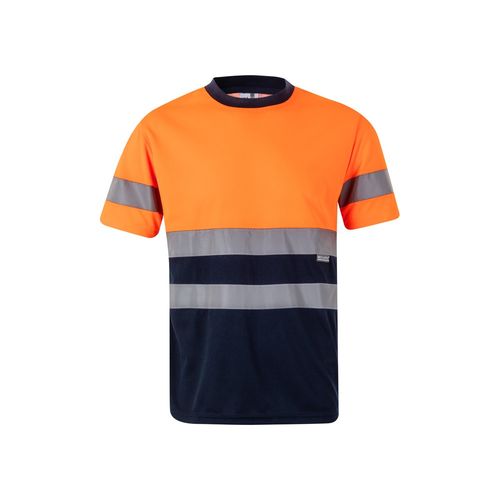 azul marino/naranja VL BRAHMA LARGE. Camiseta técnica bicolor ojo de pájaro (140g/m²), en poliéster (100%)