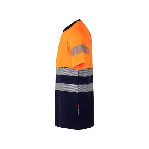 azul marino/naranja VL BASTET. Camiseta de piqué bicolor (150g/m²), en algodón (55%) y poliéster (45%)