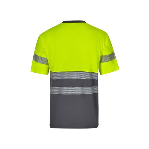 gris/amarillo VL BASTET. Camiseta de piqué bicolor (150g/m²), en algodón (55%) y poliéster (45%)
