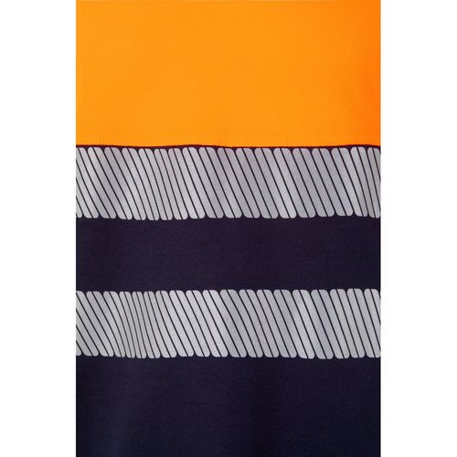 azul marino/naranja VL BASTET. Camiseta de piqué bicolor (150g/m²), en algodón (55%) y poliéster (45%)