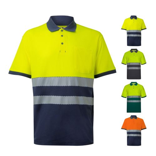 VL ACHELOUS. Polo piqué bicolore (150g/m²) à manches courtes, en coton (55%) et polyester (45%) - 1