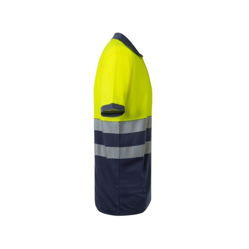 azul marino/amarillo VL ACHELOUS. Polo de piqué bicolor (150g/m²) con manga corta, en algodón (55%) y poliéster (45%)