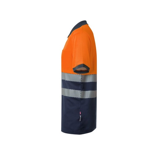 VL ACHELOUS. Polo de piqué bicolor (150g/m²) con manga corta, en algodón (55%) y poliéster (45%)