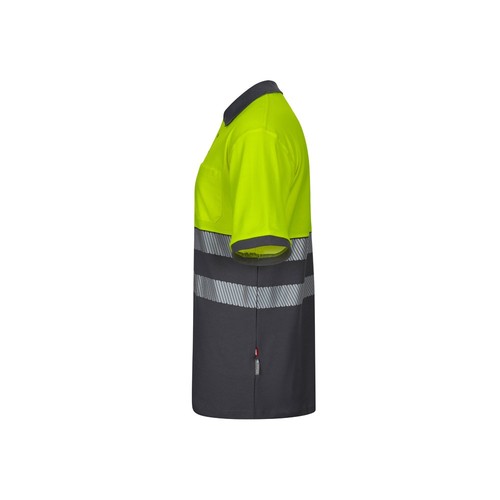 gris/amarillo VL ACHELOUS. Polo de piqué bicolor (150g/m²) con manga corta, en algodón (55%) y poliéster (45%)