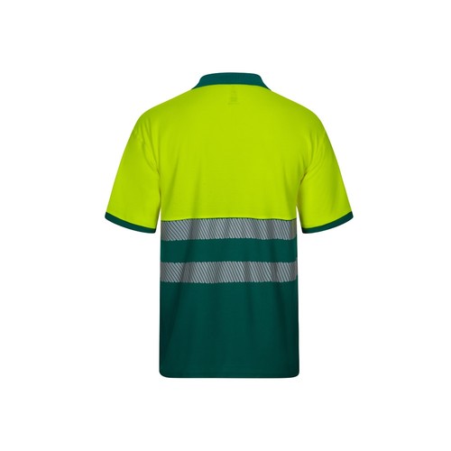 verde/amarillo VL ACHELOUS. Polo de piqué bicolor (150g/m²) con manga corta, en algodón (55%) y poliéster (45%)
