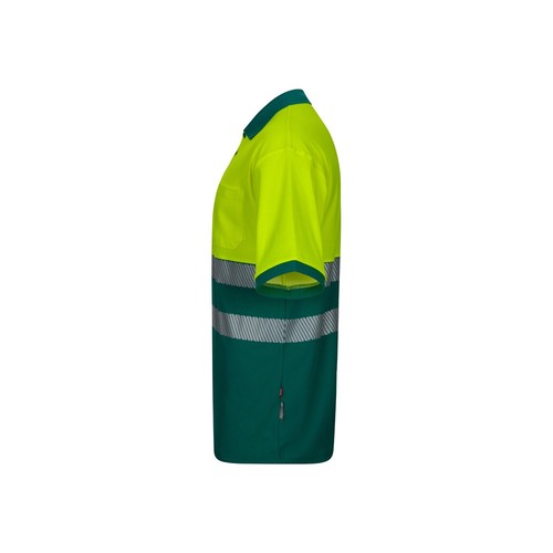 verde/amarillo VL ACHELOUS. Polo de piqué bicolor (150g/m²) con manga corta, en algodón (55%) y poliéster (45%)