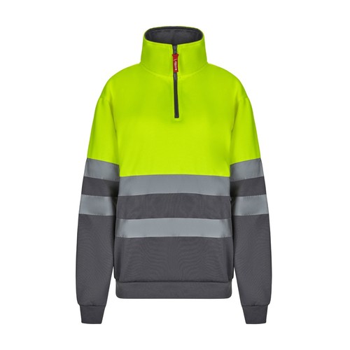 gris/amarillo VL THOR. Sudadera bicolor (300g/m²) en tejido polar de poliéster (100%)