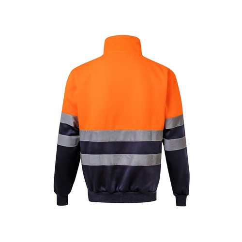 azul marino/naranja VL THOR. Sudadera bicolor (300g/m²) en tejido polar de poliéster (100%)