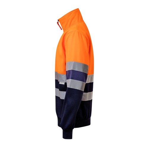 azul marino/naranja VL THOR. Sudadera bicolor (300g/m²) en tejido polar de poliéster (100%)