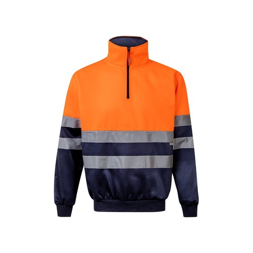 azul marino/naranja VL THOR. Sudadera bicolor (300g/m²) en tejido polar de poliéster (100%)