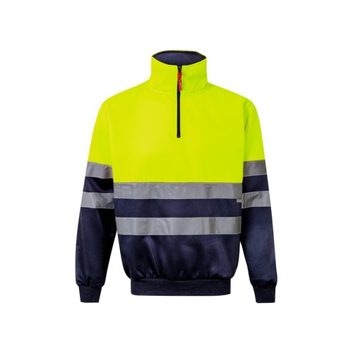 azul marino/amarillo VL THOR. Sudadera bicolor (300g/m²) en tejido polar de poliéster (100%)
