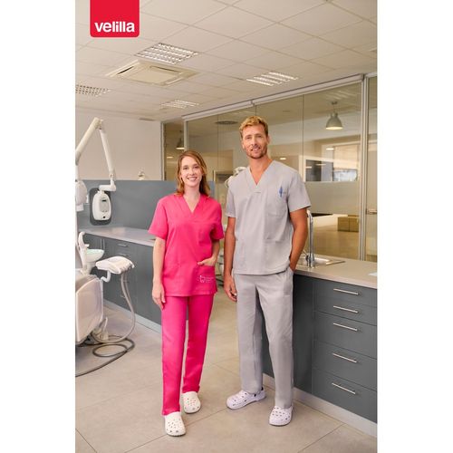 pink VL APHRODITE. Pantalón de sarga (190g/m²), en algodón (35%) y poliéster (65%)