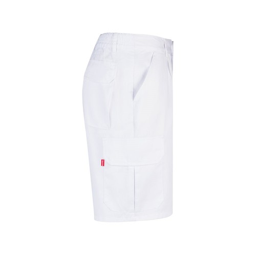 white VL CHIONE. Bermudas en sarga multibolsillos (200g/m²), en algodón (35%) y poliéster (65%)