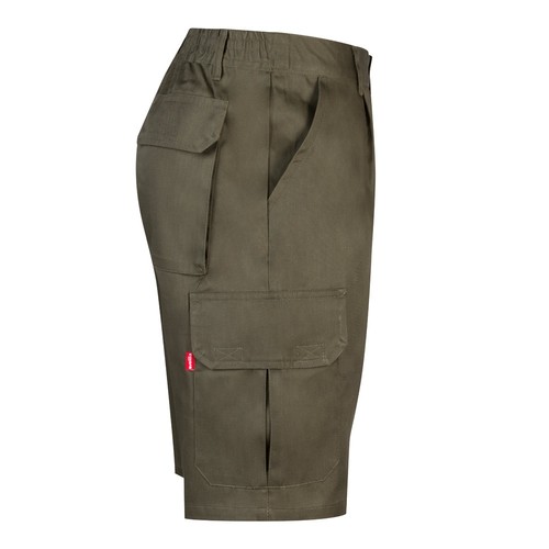 verde militar VL CHIONE. Bermudas en sarga multibolsillos (200g/m²), en algodón (35%) y poliéster (65%)