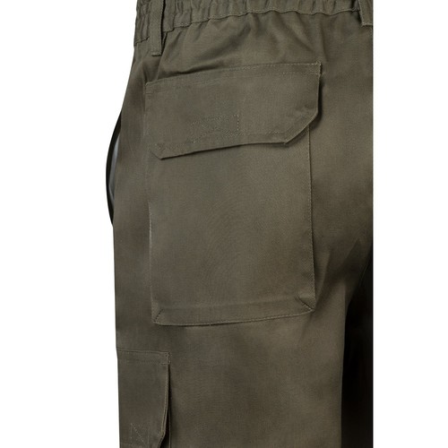 verde militar VL CHIONE. Bermudas en sarga multibolsillos (200g/m²), en algodón (35%) y poliéster (65%)