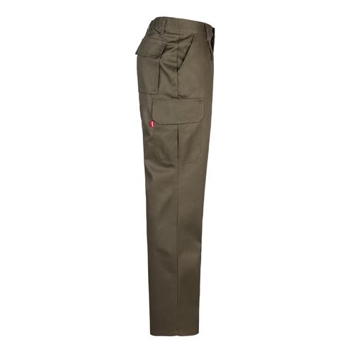 verde militar VL MABON. Pantalón multibolsillos de sarga (200g/m²), en algodón (35%) y poliéster (65%)