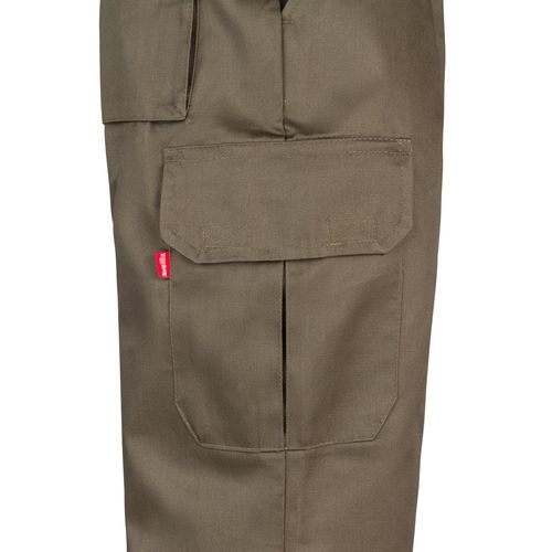 verde militar VL MABON. Pantalón multibolsillos de sarga (200g/m²), en algodón (35%) y poliéster (65%)