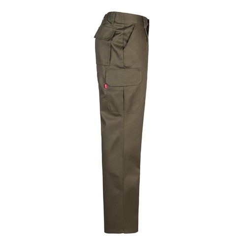 verde militar VL MABON. Pantalón multibolsillos de sarga (200g/m²), en algodón (35%) y poliéster (65%)