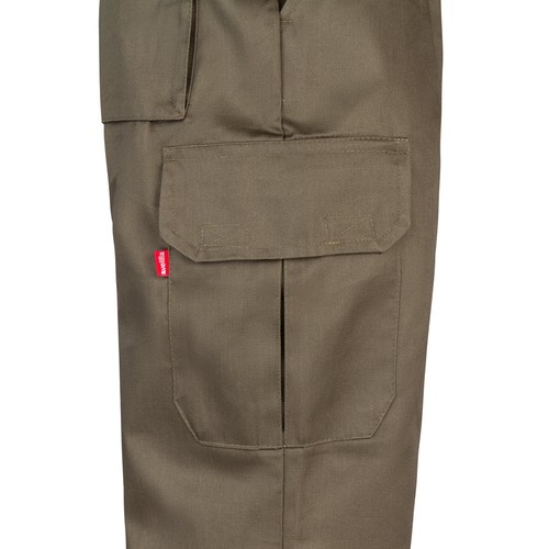 verde militar VL MABON. Pantalón multibolsillos de sarga (200g/m²), en algodón (35%) y poliéster (65%)