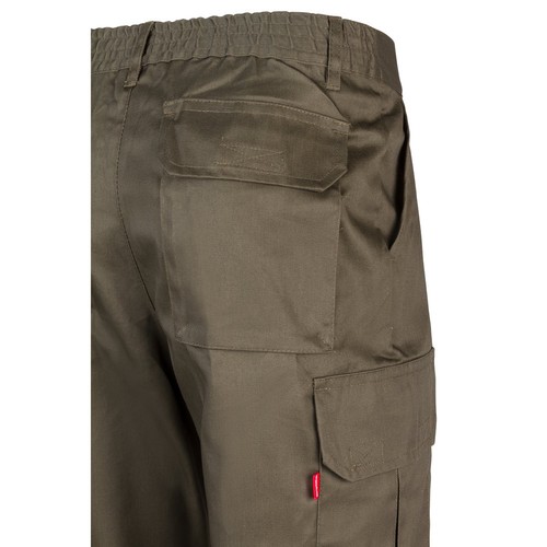 verde militar VL MABON. Pantalón multibolsillos de sarga (200g/m²), en algodón (35%) y poliéster (65%)