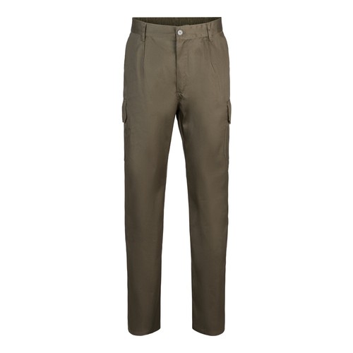 verde militar VL MABON. Pantalón multibolsillos de sarga (200g/m²), en algodón (35%) y poliéster (65%)