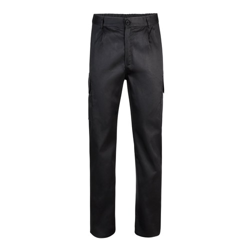 black VL MABON. Pantalón multibolsillos de sarga (200g/m²), en algodón (35%) y poliéster (65%)