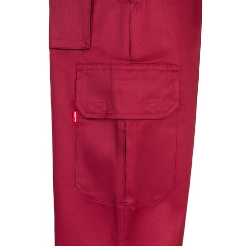 burdeos VL MABON. Pantalón multibolsillos de sarga (200g/m²), en algodón (35%) y poliéster (65%)