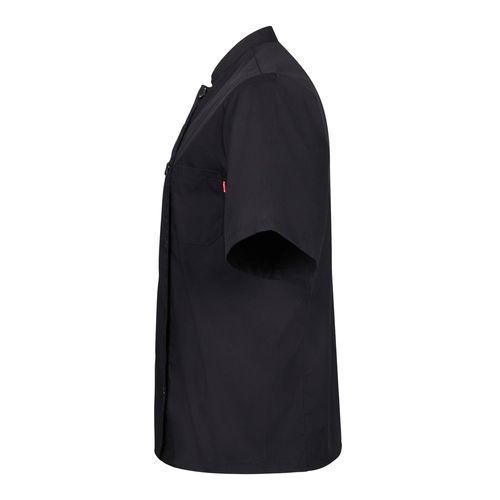 black VL DURGA. Chaqueta de cocina de manga corta en popelina (110 g/m²) de algodón (35%) y poliéster (65%)