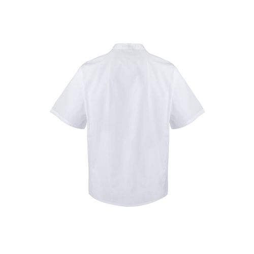 white VL DURGA. Chaqueta de cocina de manga corta en popelina (110 g/m²) de algodón (35%) y poliéster (65%)