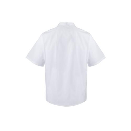 white VL DURGA. Chaqueta de cocina de manga corta en popelina (110 g/m²) de algodón (35%) y poliéster (65%)