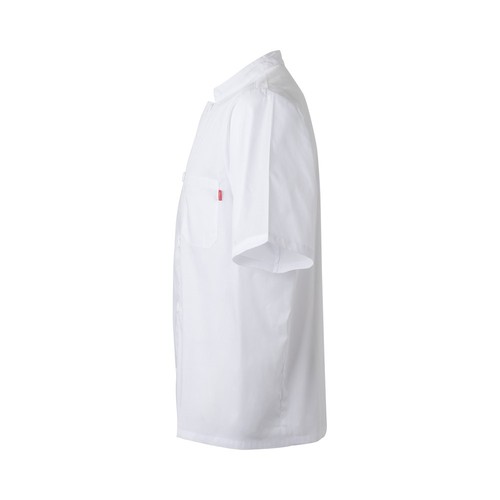 white VL DURGA. Chaqueta de cocina de manga corta en popelina (110 g/m²) de algodón (35%) y poliéster (65%)