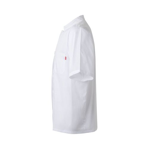 white VL DURGA. Chaqueta de cocina de manga corta en popelina (110 g/m²) de algodón (35%) y poliéster (65%)